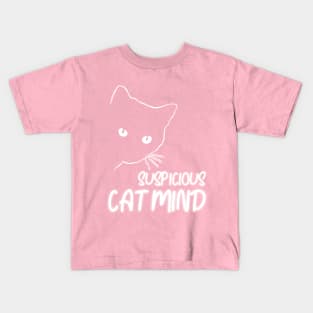 Suspicious Cat Mind Neon Funny Cat Kids T-Shirt